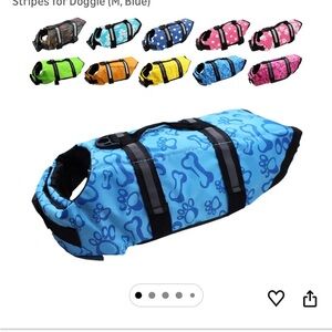 Blue Dog Life Jacket with Bone and Paw Print-NEW-NEVER WORN